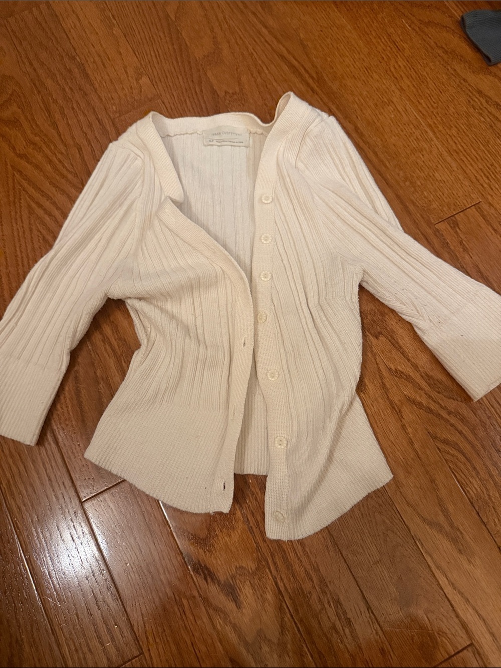 Urban Outfitters Cream Ribbed Button-Up Cardigan